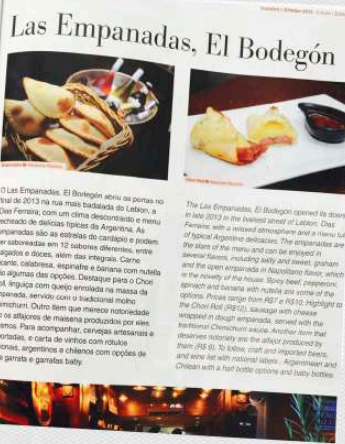 Reportagem de revista intitulada Las Empanadas, El Bodegón